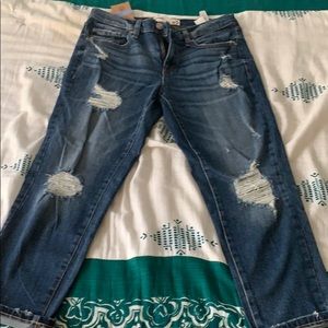 Garage Ripped Ankle Straight Jeans - Rugby Blue